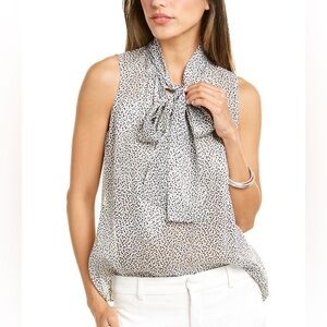 NWT Rebecca Taylor Black and White Floral Sleeveless Blouse Sz 0